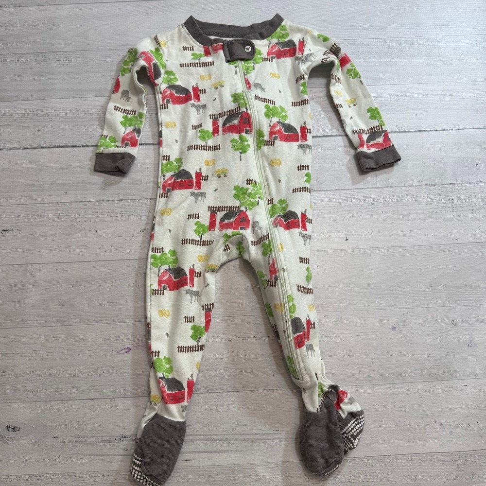 Burt's bee Baby farm print baby footed sleeper 12-18 months